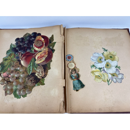 243 - 3 late Victorian scrap albums with red coloured covers (all a/f). Containing assorted greetings card... 