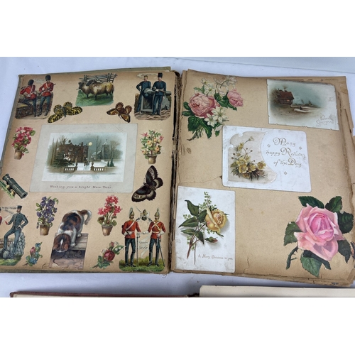 282 - 2 late Victorian scrap albums (a/f) containing assorted etchings, greetings cards, watercolours and ... 