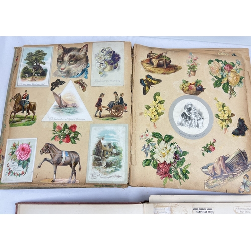 282 - 2 late Victorian scrap albums (a/f) containing assorted etchings, greetings cards, watercolours and ... 