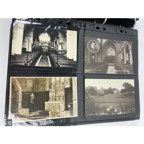 183 - A large binder containing 400 assorted Edwardian and vintage postcards of British Churches, many ear... 