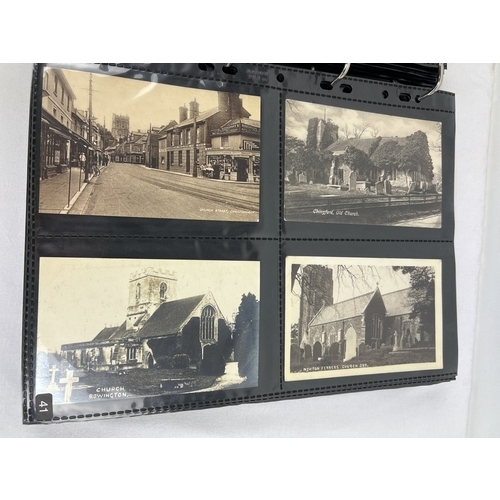 183 - A large binder containing 400 assorted Edwardian and vintage postcards of British Churches, many ear... 