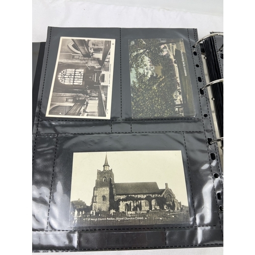 183 - A large binder containing 400 assorted Edwardian and vintage postcards of British Churches, many ear... 