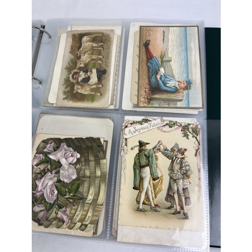 254 - An album containing approx. 172 assorted Victorian & Edwardian greetings cards displayed in clear pl... 