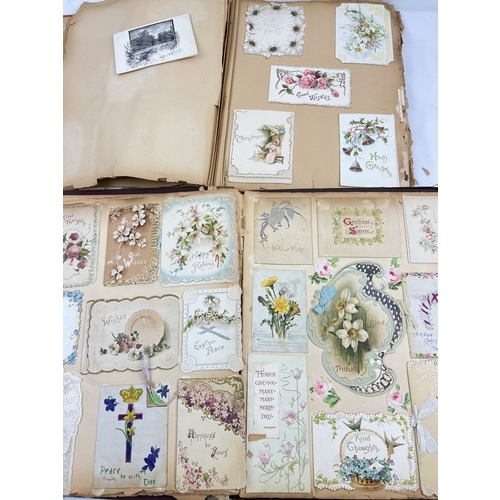 269 - 2 large late Victorian scrap albums containing mostly greetings cards of the era.