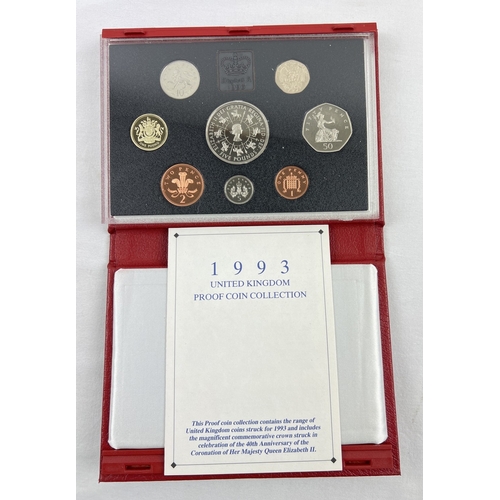 61 - A 1993 proof cased set of British coins by The Royal Mint. To include Symbols Of Our Heritage £5 coi... 