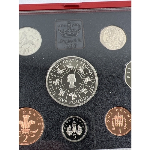 61 - A 1993 proof cased set of British coins by The Royal Mint. To include Symbols Of Our Heritage £5 coi... 