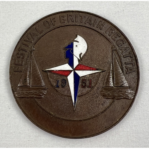 64 - A 1951 Festival of Britain Regatta medallion with red, white & blue enamelled detail.