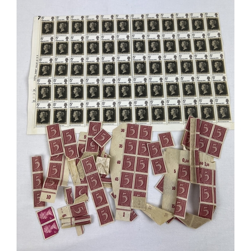 119 - A sheet of 60 Philympia 1970 stamp exhibition 5d one penny stamps together with a quantity of 5 Pfen... 