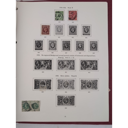 121 - A red stamp folder containing sheets and part sheets of British stamps including sovereign heads of ... 