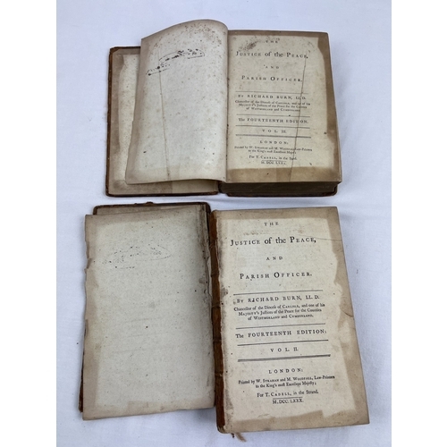 272 - The Justice of The Peace and Parish Officer by Richard Burn, 2 antique calf leather bound issues fro... 