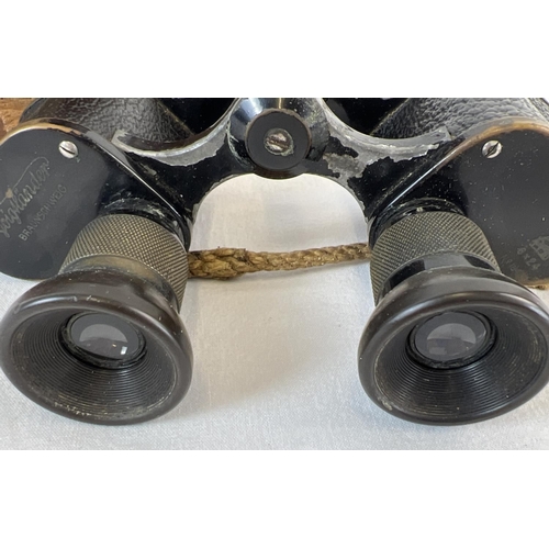 1238 - An antique pair of Victorian c1873 Voigtlander Braunschweig 6 x 24 binoculars with original leather ... 