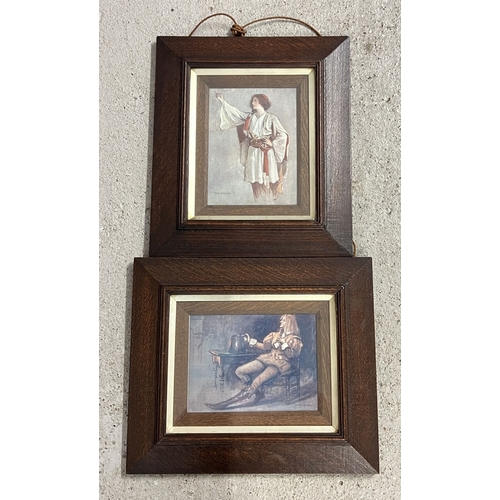 1361 - A pair of Art Deco, Charles A Buchel character prints in period dark oak frames and mounts. Approx. ... 