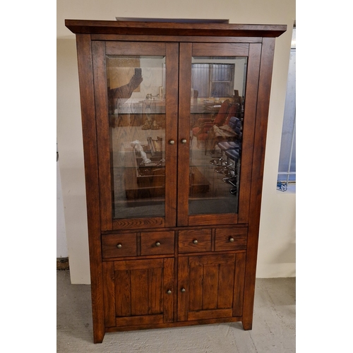 1372 - A modern solid mahogany G Plan double display cabinet with 2 glazed doors opening to fitted glass sh... 