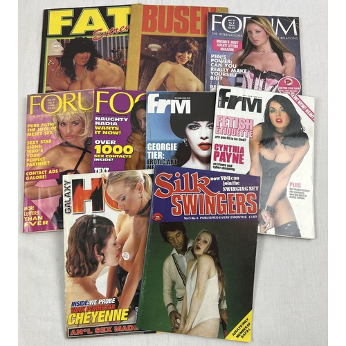53 - 9 assorted smaller sized adult erotic magazines to include Silk Swingers, Focus, Busen, FRM and Foru... 