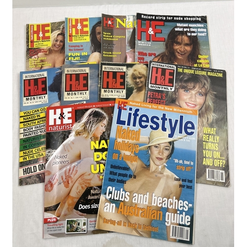 61 - 10 assorted issues of H&E (Health & Efficiency) naturist magazine, to include Monthly, Lifestyle and... 