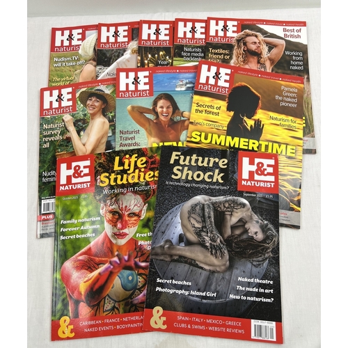 62 - 10 modern issues of H&E Naturist magazine. 9 issues from 2023 together with Dec 2021 issue.