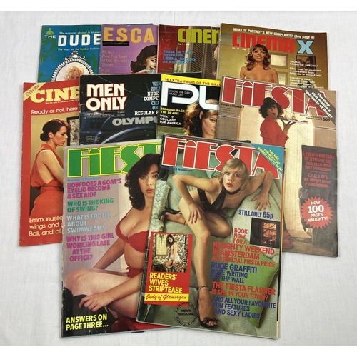 63 - 10 assorted vintage adult erotic magazines dating from 1960 through the the 1980's. Lot includes Fie... 