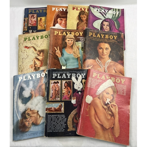 70 - 10 vintage early 1970's issues of Playboy: Entertainment for Men adult magazine from 1970 & 71.