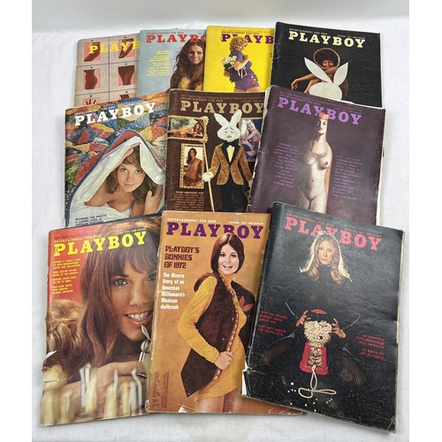 71 - 10 vintage early 1970's issues of Playboy: Entertainment for Men adult magazine from 1971 & 72.