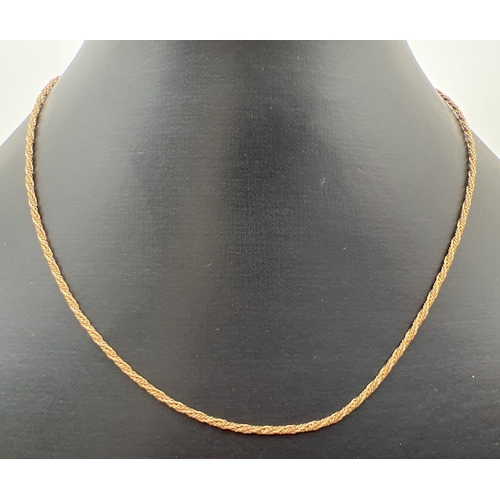 33 - A 16 inch 9ct gold wheatsheaf chain necklace with spring ring clasp. Gold marks on fixings and clasp... 