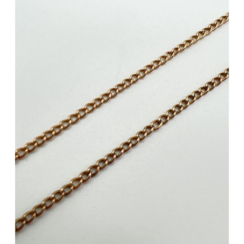 62 - A 9ct gold 18 inch curb chain necklace with spring clasp (needs attention). Gold marks to fixing rin... 