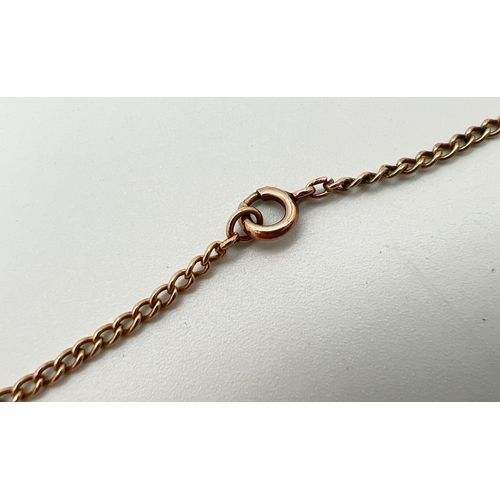 62 - A 9ct gold 18 inch curb chain necklace with spring clasp (needs attention). Gold marks to fixing rin... 