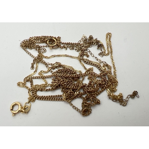 105 - A small quantity of scrap gold broken chains. Marked or test as 9ct gold. Total weight approx. 4.1g.