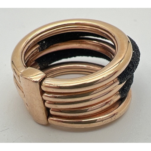 137 - A rose gold finish 925 silver dress ring - Polvere di Sogni black dust by Pesvento. Multiband ring w... 