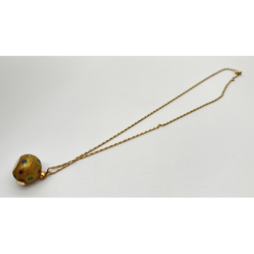 174 - A vintage 1960's stone set ball watch pendant necklace, by Rotary. Gold plated brushed effect case s... 