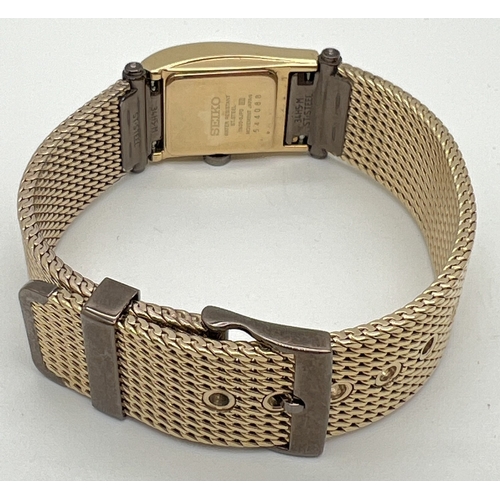 1120 - A ladies quartz Rivoli wristwatch by Seiko. Gold tone stainless steel bracelet strap with gold tone ... 