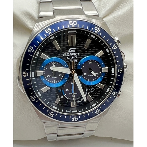 1123 - A boxed solar powered Ediface chronograph watch by Casio EFS-S600. Stainless steel strap and case wi... 