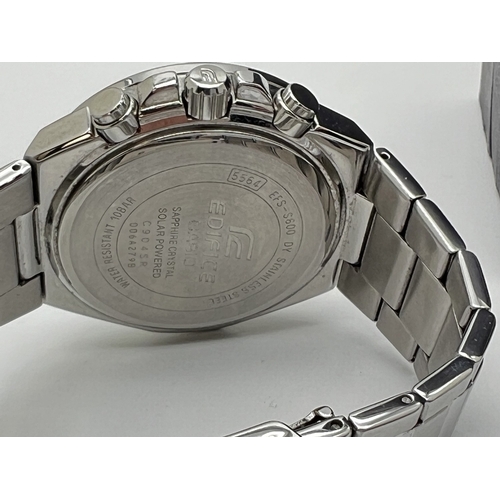 1123 - A boxed solar powered Ediface chronograph watch by Casio EFS-S600. Stainless steel strap and case wi... 