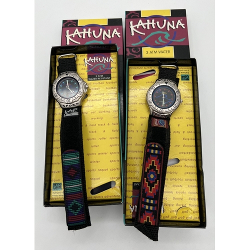 1152A - 2 boxed Unisex sports watches by Kahuna. Both with stainless steel cases and canvas straps. Both wit... 