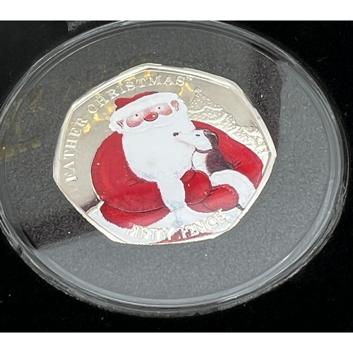 1194 - 2 collectors 50p coins. A 2021 silver proof Indian Ocean territory coloured Father Christmas 50p coi... 