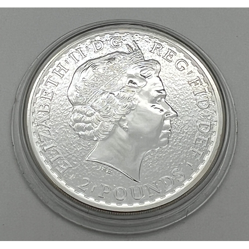 1196 - A 2015 .999 fine silver proof 1oz Britannia £2 coin. In clear protective case. Reverse shows Britann... 