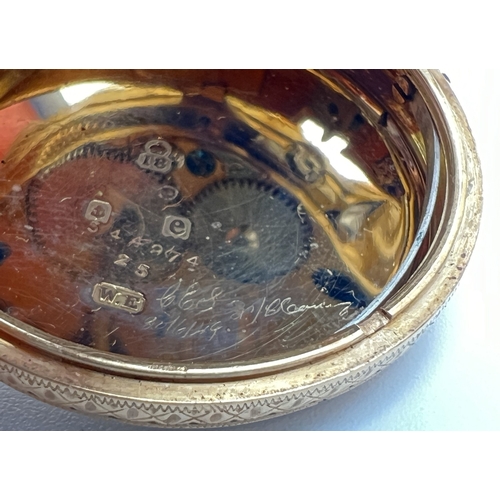 1128 - An Edwardian 18ct gold ladies pocket watch with ornate floral designed case. Empty cartouche to back... 