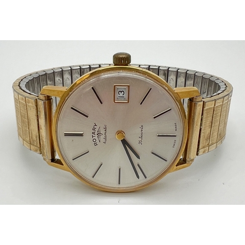 1140 - A vintage 1970's Rotary automatic 25 jewels wristwatch with gold tone case and expanding Speidel, US... 