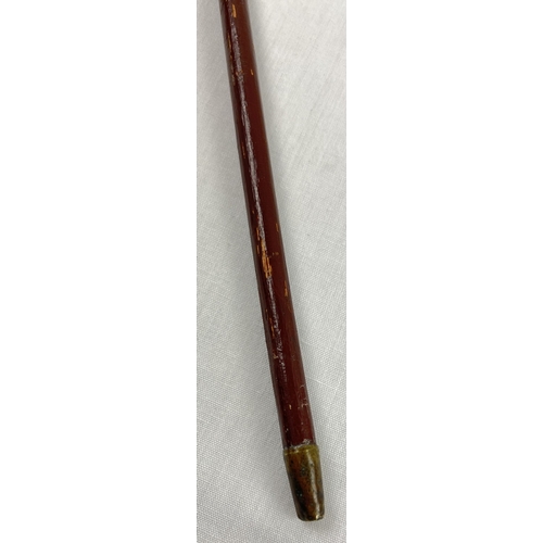 1232 - A mid 20th century Green Howards swagger stick with unmarked white metal cap embossed with Princess ... 