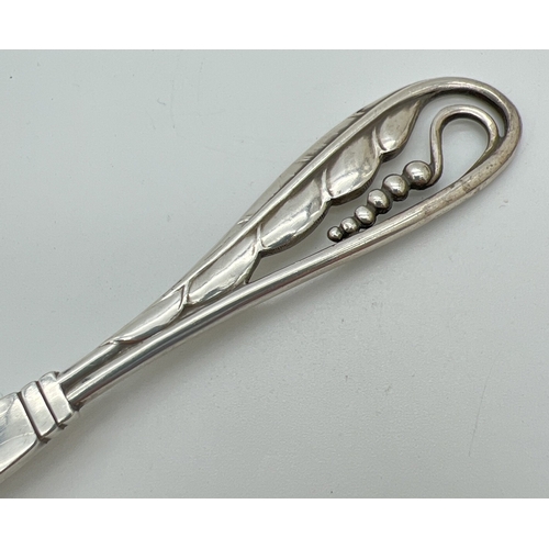 1183 - A vintage Georg Jensen silver 4 prong salad fork, model No. 42, with foliate design pierced handle. ... 