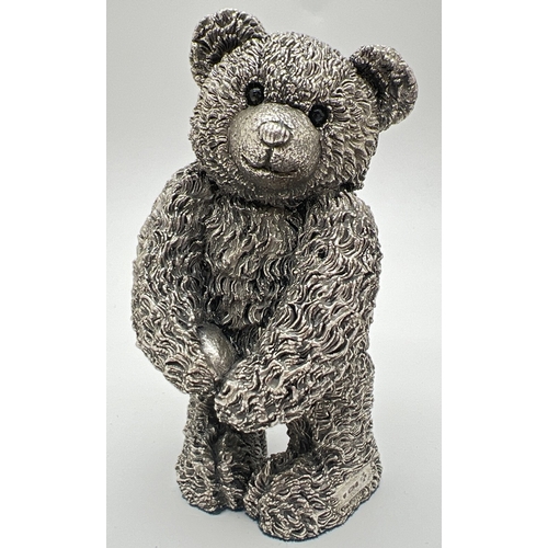 1186 - A Country Artists silver (filled) model of a teddy bear with textured finish. Hallmarked Birmingham ... 