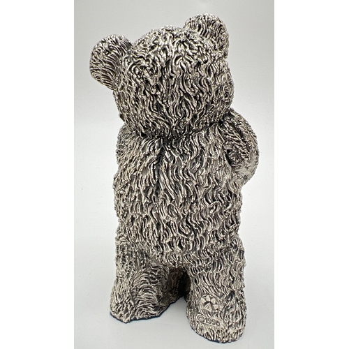 1186 - A Country Artists silver (filled) model of a teddy bear with textured finish. Hallmarked Birmingham ... 