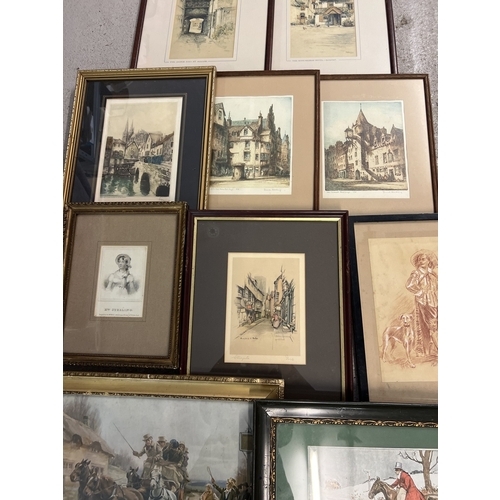 1344 - 10 assorted framed & glazed vintage pictures & prints to include a pair of limited edition Frank Har... 