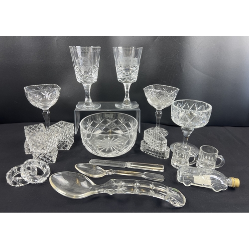 1262 - A collection of assorted cut lead crystal table ware items to include a pair of Webb Corbett compote... 