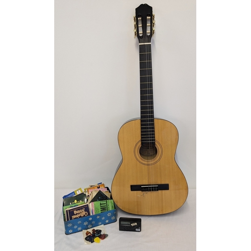 1288 - A JC-309F wooden cased 6-string classical guitar by Burswood. Together with a large selection of gui... 