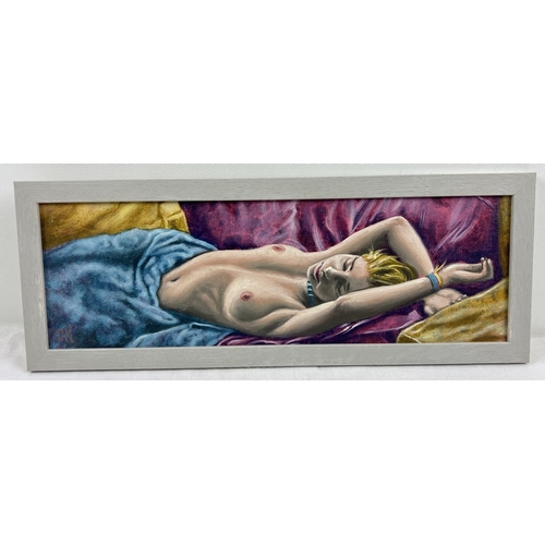 1342 - Krys Leach, local artist - nude oil on framed canvas board, entitled 