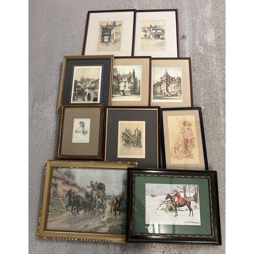 1344 - 10 assorted framed & glazed vintage pictures & prints to include a pair of limited edition Frank Har... 