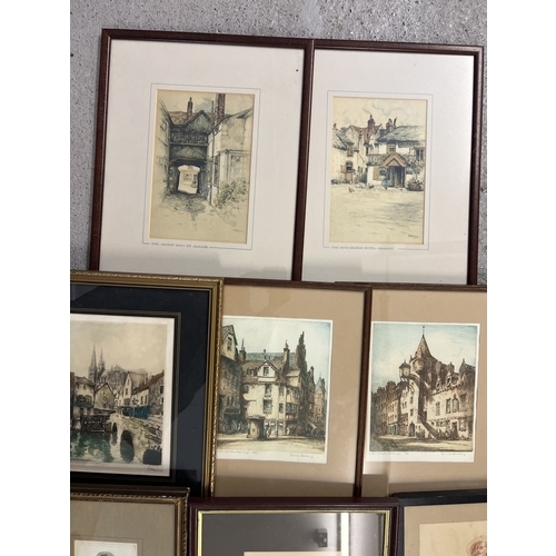 1344 - 10 assorted framed & glazed vintage pictures & prints to include a pair of limited edition Frank Har... 