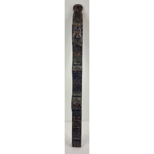 1343 - An antique carved dark wood piece of moulding, approx. 98cm long.