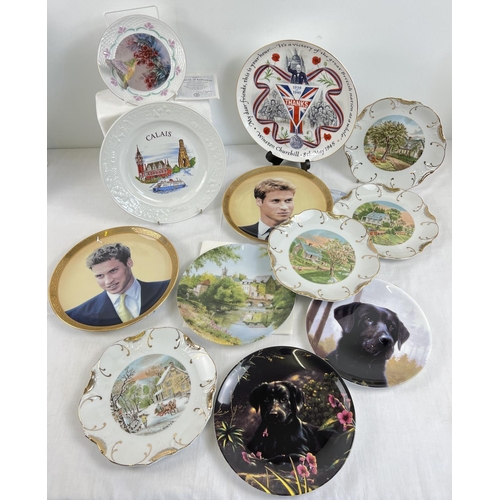 1281 - A collection of 12 collectors plates to include Royal British Legion Churchill plate, Black Labrador... 