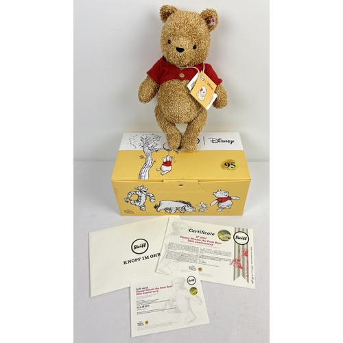 203 - A Steiff 2021 Disney Winnie the Pooh jointed Bear, 95th anniversary edition. No. 1051/1926. Button t... 